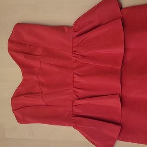 EUC A.B.S Collection by Allen Schwartz Strapless Raspberry Peplum Dress